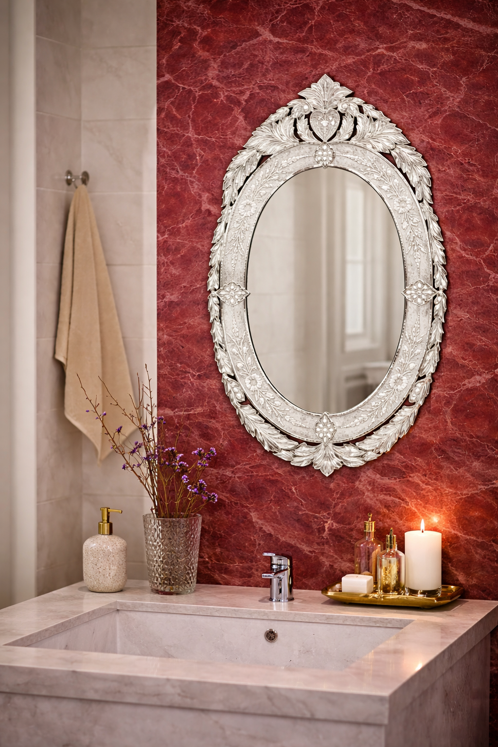 Elongated Leaf Oval Mirror thumbnail